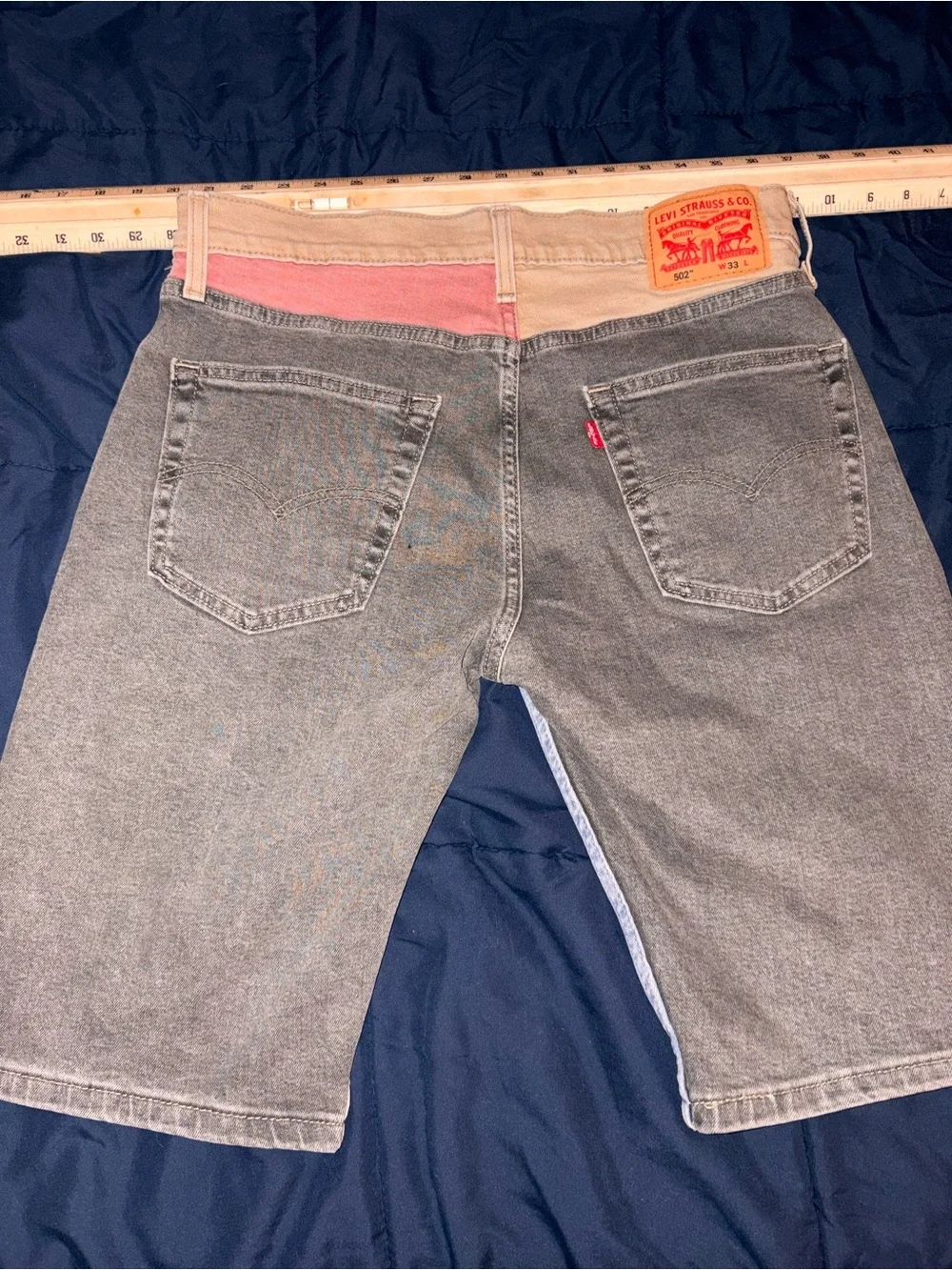 Levi’s 502 Colorblock Patchwork Denim Shorts Men’s W33 Multicolor
